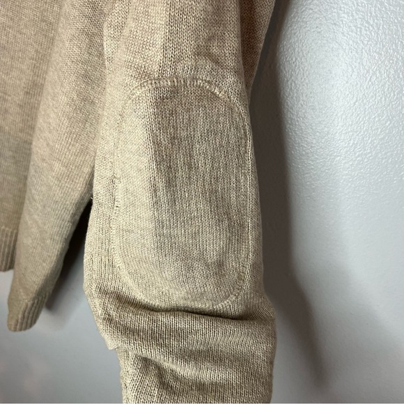 Gap Mens Sweater Large Tan Henley Wool Blend Double Elbows Mock Neck Pockets - Picture 11 of 12